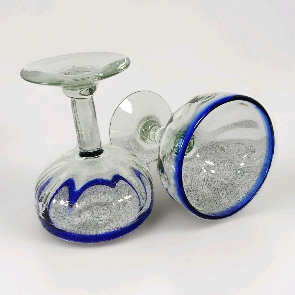 Mexican Hand Blown Margarita‎ Glasses Cobalt Blue Set of 2 Southwestern